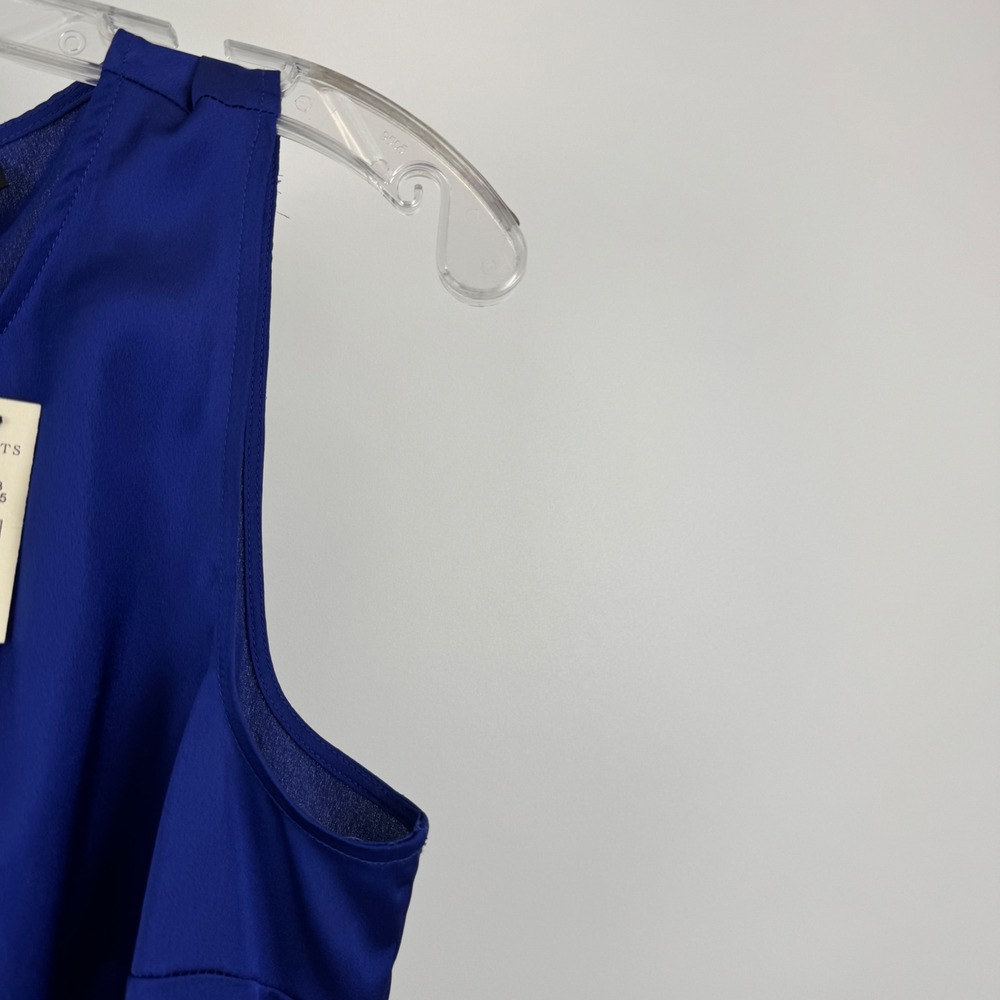 Talbots Petites Blue Pleated Neck Sleeveless Shell Blouse Top PL NWT - Picture 5 of 12
